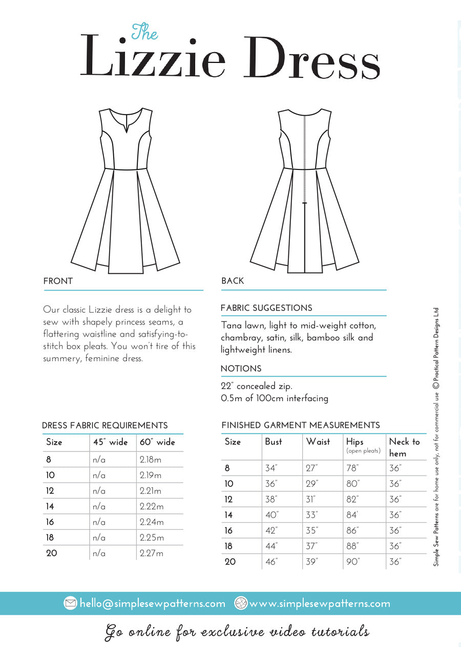 Digital Download | Simple Sew Lizzie Dress Pattern