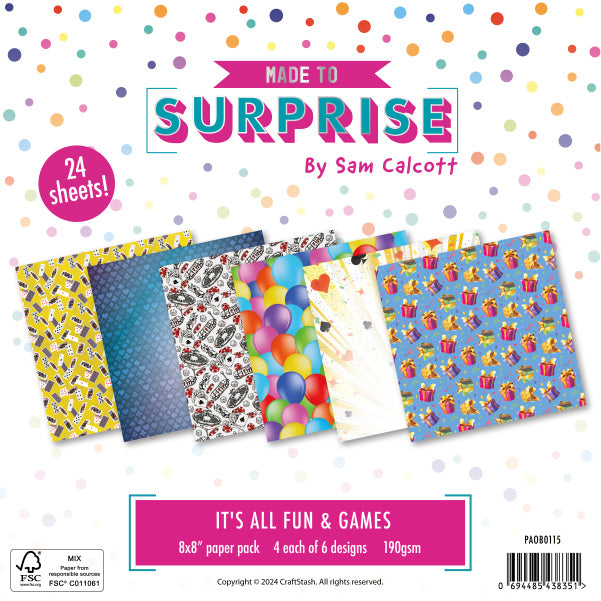 Made To Surprise 8x8in Paper Pack - It's All Fun & Games | All Fun & Games