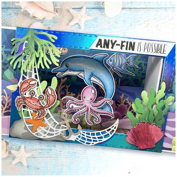 Made To Surprise A5 Stamp Set Under The Sea Sentiments Set of 18 | Slide N Reveal Collection