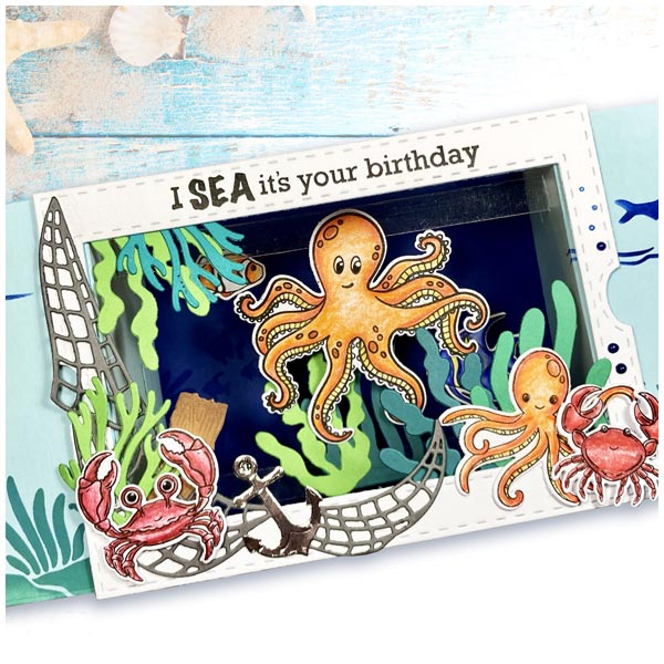 Made To Surprise A5 Stamp Set Under The Sea Sentiments Set of 18 | Slide N Reveal Collection