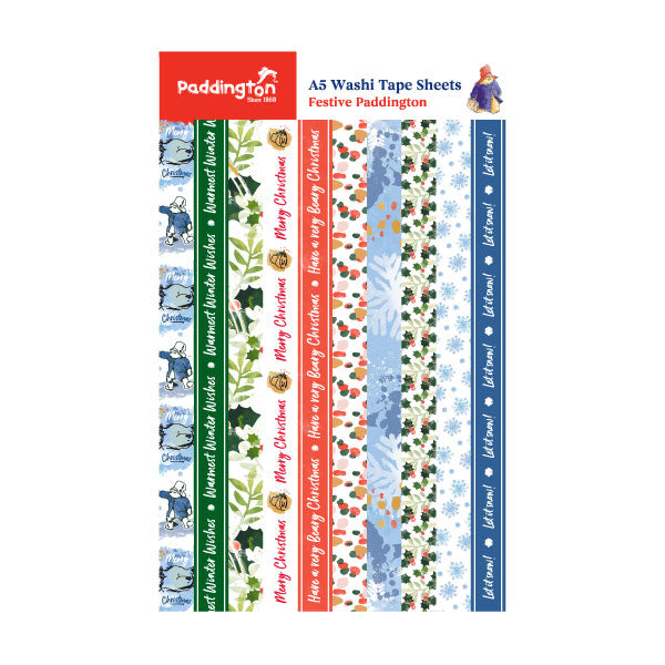 Paddington A5 Washi Tape 8 Sheets | Festive Paddington Collection