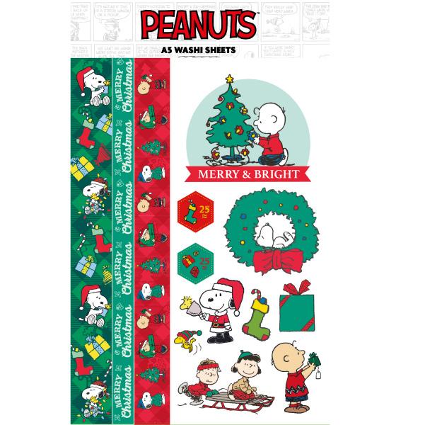 Peanuts A5 Washi Tape Sticker Sheets Festive Holidays Snoopy & Charlie Brown | 4 Sheets