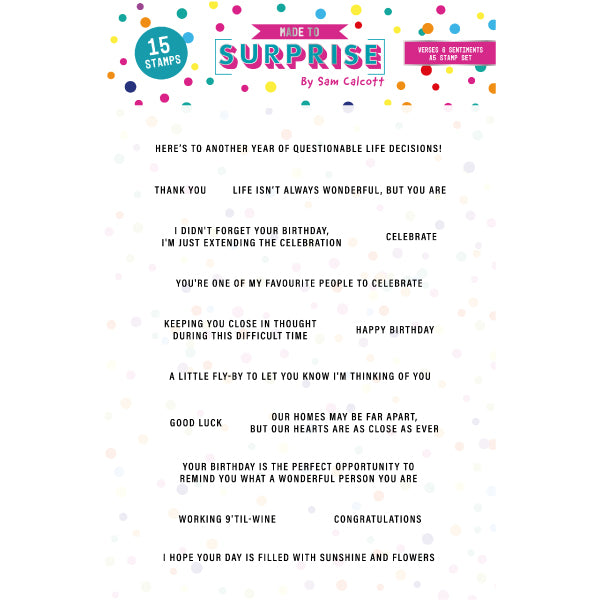 Made to Surprise A5 Stamp Set Verses & Sentiments | Another Surprise Inside