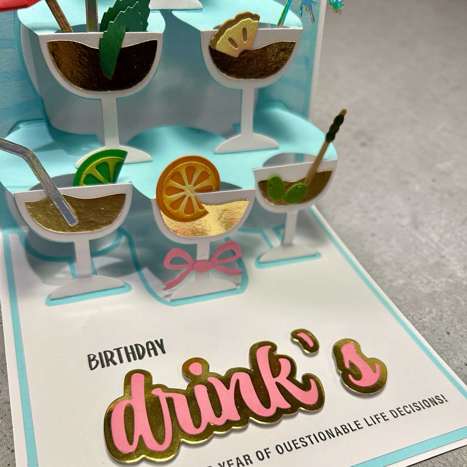 Made to Surprise 6''x 6'' Die Set Raise A Glass | Another Surprise Inside