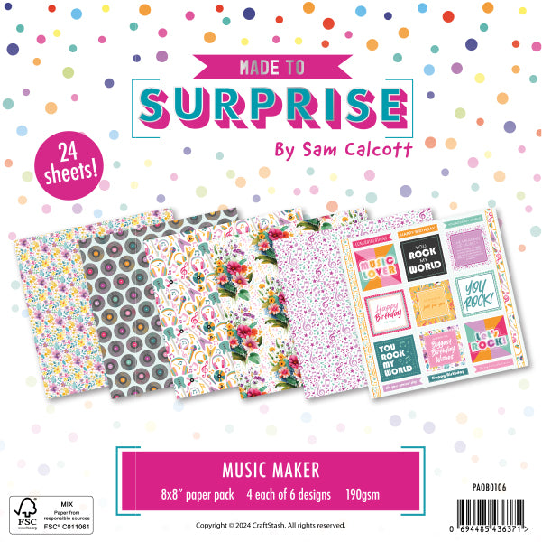 Made To Surprise by Sam Calcott 8in x 8in Paper Pack - Music Maker | Rock and Pop