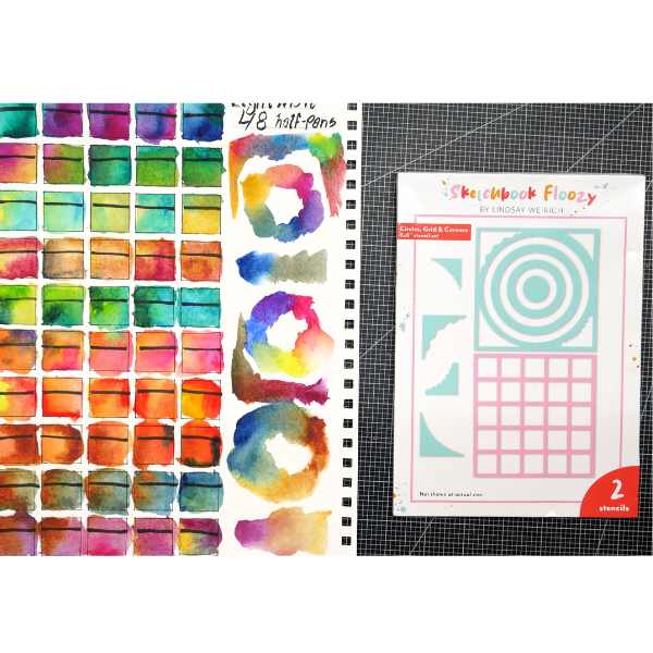 Frugal Crafter 6 x 6 Stencil Set Circles, grid and corners