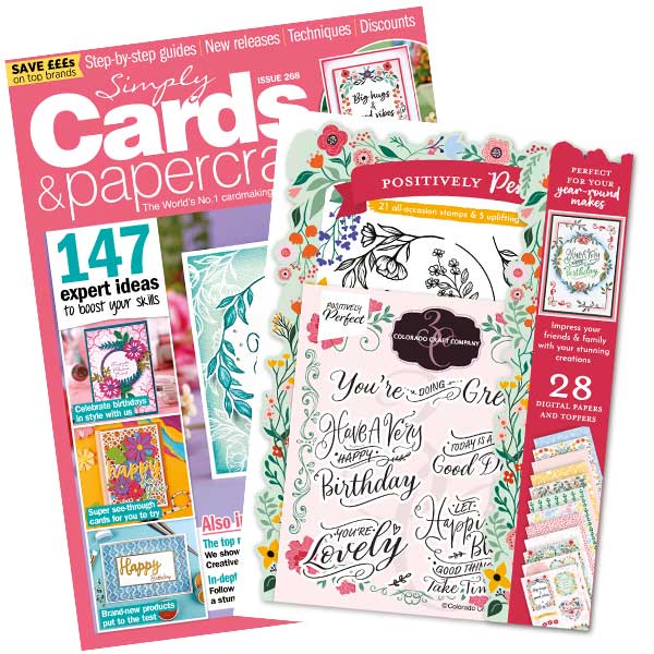 Simply Cards & Papercraft Magazine #268 With Colorado Craft Company Positively Perfect Stamp Set