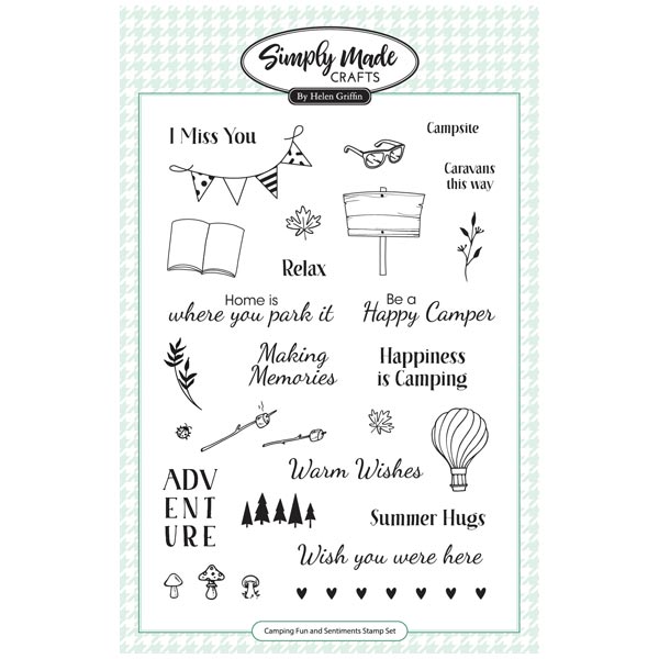 Simply Made Crafts A5 Stamp Set Camping Fun & Sentiments Set of 29 A Very British Summer Collection