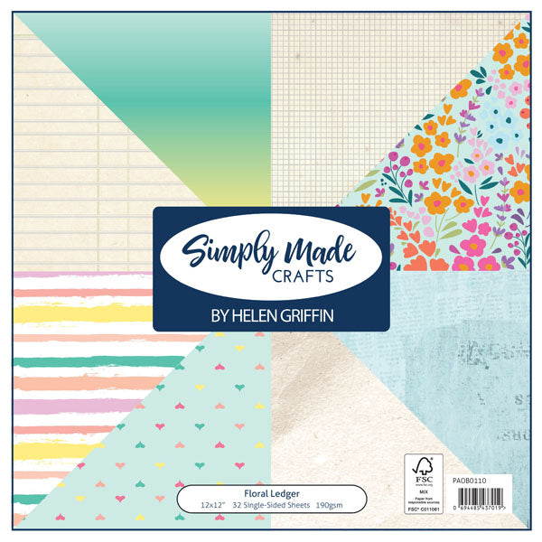 Simply Made Crafts Floral Ledger 12x12 Paper Pack | Simply Scrapbooks