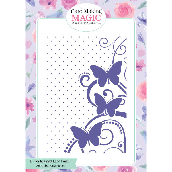 Card Making Magic Embossing Folder Butterflies and Lace Panel | A6