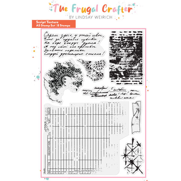 Frugal Crafter A5 Stamp Set Script Texture  | Palette of Possibilities