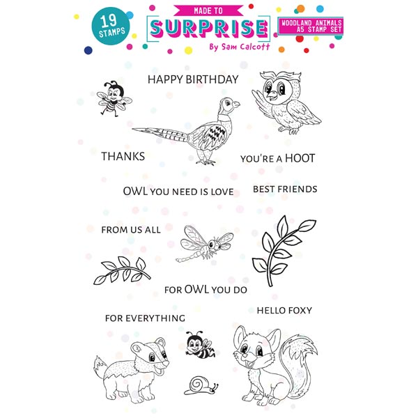 Made To Surprise A5 Clear Stamp Set Woodland Animals by Sam Calcott | Set of 19