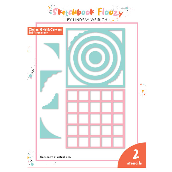 Frugal Crafter 6 x 6 Stencil Set Circles, grid and corners