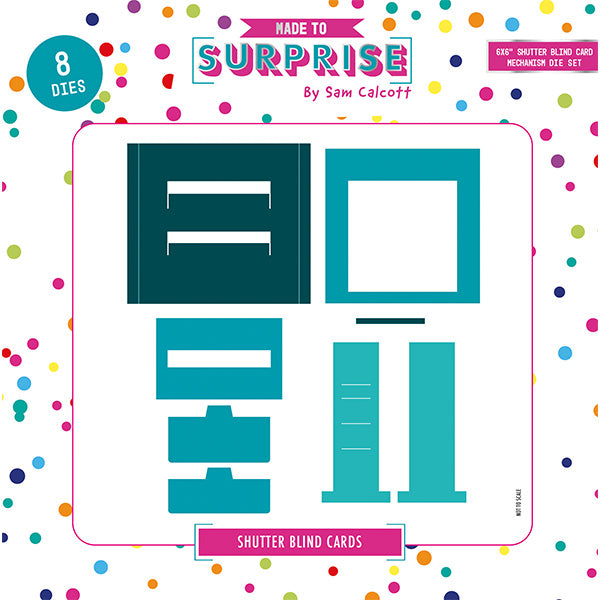 Made To Surprise 6in x 6in Die Set Shutter Blind Mechanism Set of 8 | Shutter Blind Cards Collection