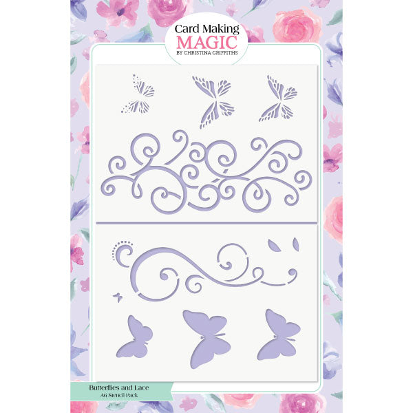 Card Making Magic Stencil Set Butterflies and Lace | Set of 2