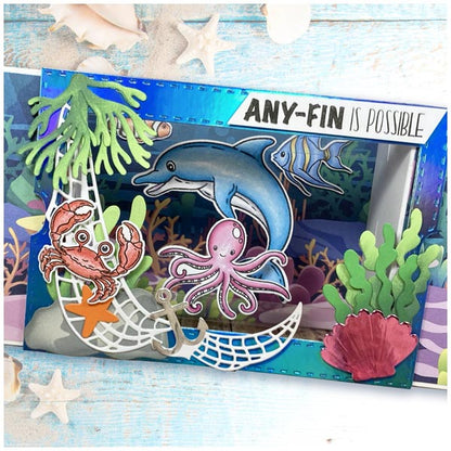 Made To Surprise A5 Stamp Set Under The Sea Sentiments Set of 18 | Slide N Reveal Collection