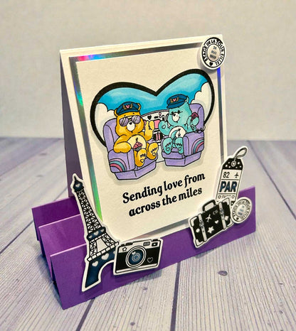 Care Bears Die and A5 Stamp Set Bon Voyage | Across The Miles