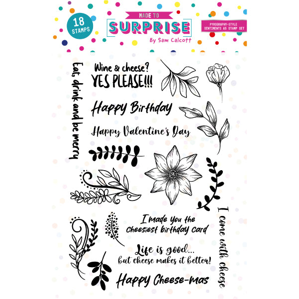 Made to Surprise A5 Stamp Set Pyrography Style Sentiments | Going Against The Grain