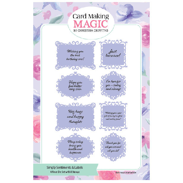 Card Making Magic Stamp & Die Set Tall and Elegant Simply Sentiments & Labels | Set of 12