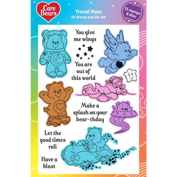 Care Bears Die and A5 Stamp Set Travel Pass | Across The Miles