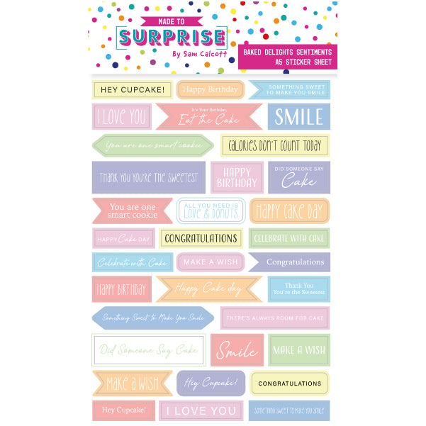 Made To Surprise A5 Sticker Sheets Baked Delights Sentiments by Sam Calcott | 4 Sheets