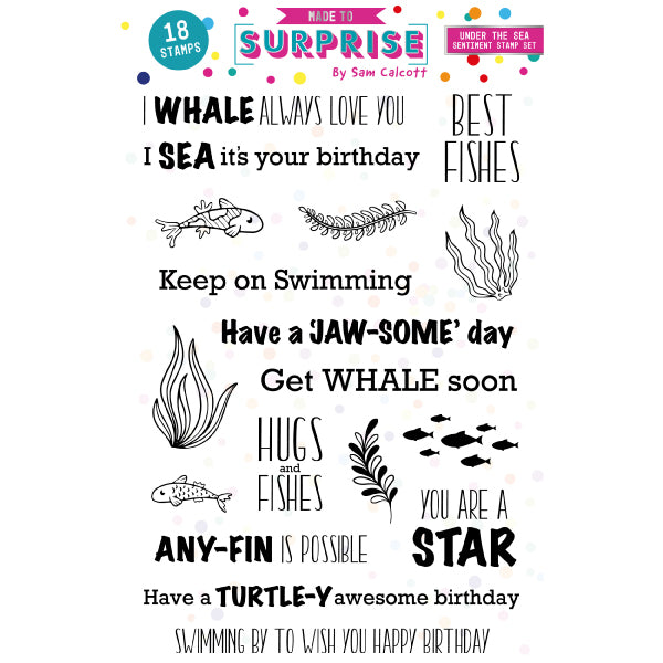 Made To Surprise A5 Stamp Set Under The Sea Sentiments Set of 18 | Slide N Reveal Collection