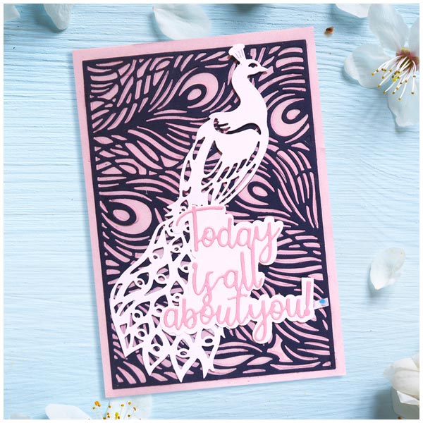 Card Making Magic Cover Plate Die Set Just Peacocks Background Perfection | Set of 5