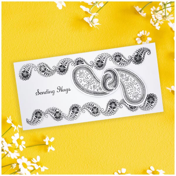 Card Making Magic Clear Stamp and Outline Die Set Paisley Dreams Traditional Pattern | Set of 26