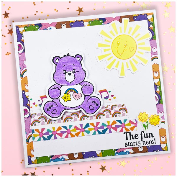 Care Bears Die and A5 Stamp Set Positive Vibes | Rainbows & Clouds