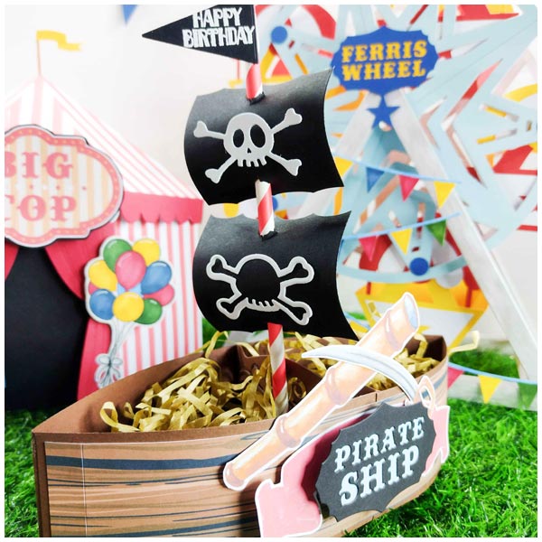 Simply Made Crafts 3D Die Set Fairground Attraction Pirate Ship | Set of 13