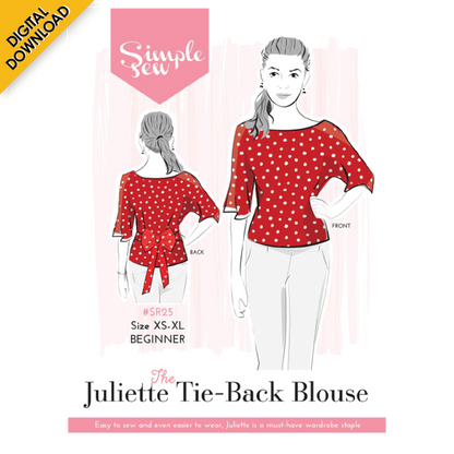 Digital Download | Simple Sew Juliette Tie-Back Blouse Top Sewing Pattern