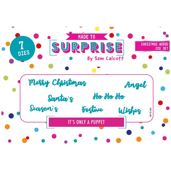 Made To Surprise Die Set Christmas Words Set of 7 | It's Only A Puppet Collection