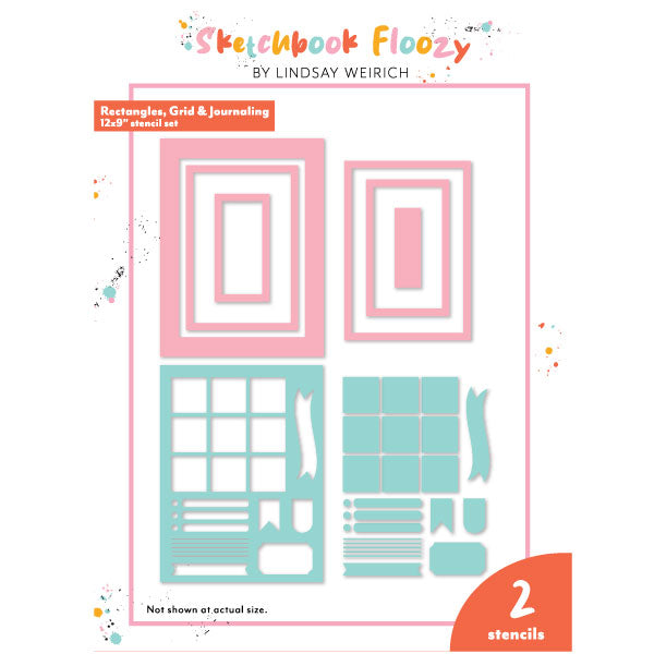 Frugal Crafter 9 x 12 Stencil Set Rectangles, grid and journaling