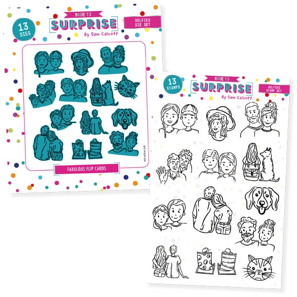 Made To Surprise Clear Stamp & Die Set Selfies People by Sam Calcott | Set of 26