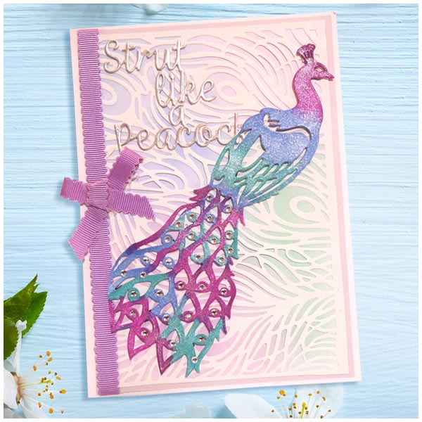 Card Making Magic Cover Plate Die Set Just Peacocks Background Perfection | Set of 5