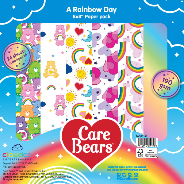 Care Bears 8 x 8 Paper Pack A Rainbow Day | Rainbows & Clouds