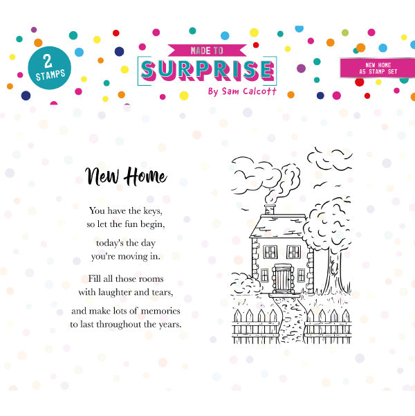 Made To Surprise A5 Clear Stamp Set New Home House & Verse by Sam Calcott | Set of 2
