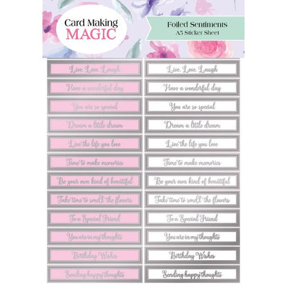Card Making Magic A5 Sticker Sheets Bouquet In Bloom Rose Gold Sentiments | 4 Sheets