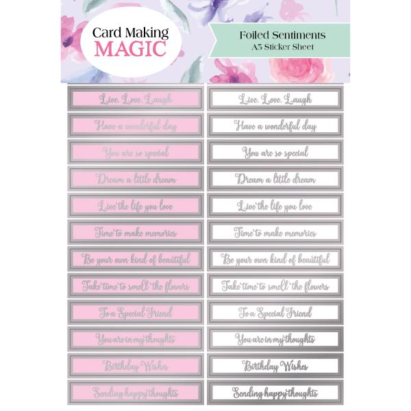 Card Making Magic A5 Sticker Sheets Bouquet In Bloom Rose Gold Sentiments | 4 Sheets