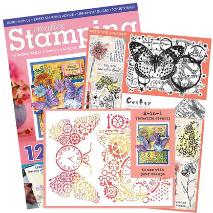 Creative Stamping Magazine #144 With 26-piece Nature's Collage stamp set and A5 2-in-1 stencil