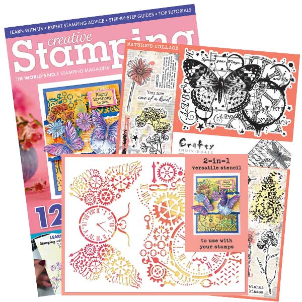 Creative Stamping Magazine #144 With 26-piece Nature's Collage stamp set and A5 2-in-1 stencil