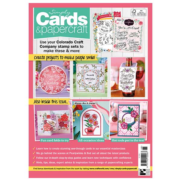 Simply Cards & Papercraft Magazine #268 With Colorado Craft Company Positively Perfect Stamp Set