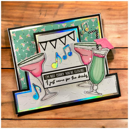 Made To Surprise A5 Clear Stamp Set Cheeky Sentiments Let the Drinks Flow by Sam Calcott | Set of 12
