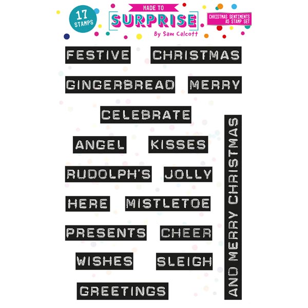 Made To Surprise A5 Stamp Set Christmas Sentiments Set of 17 | It's Only A Puppet Collection