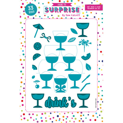 Made to Surprise 6''x 6'' Die Set Raise A Glass | Another Surprise Inside