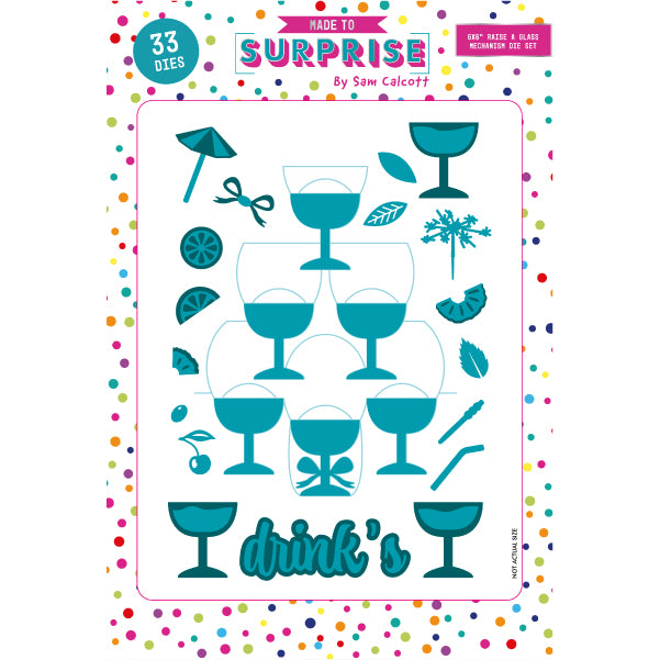 Made to Surprise 6''x 6'' Die Set Raise A Glass | Another Surprise Inside