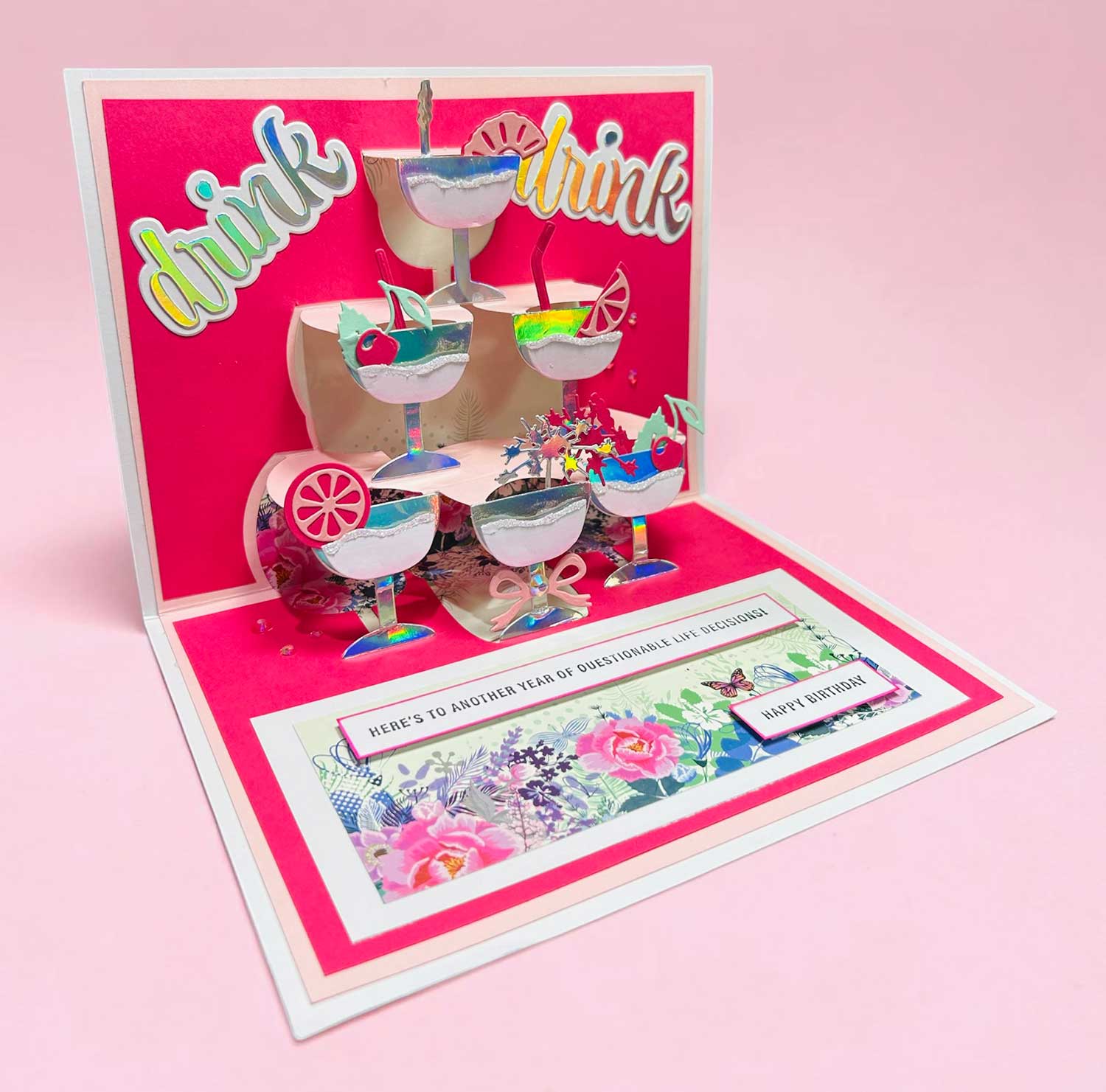 Made to Surprise 6''x 6'' Die Set Raise A Glass | Another Surprise Inside
