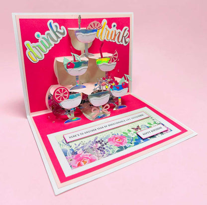 Made to Surprise 6''x 6'' Die Set Raise A Glass | Another Surprise Inside