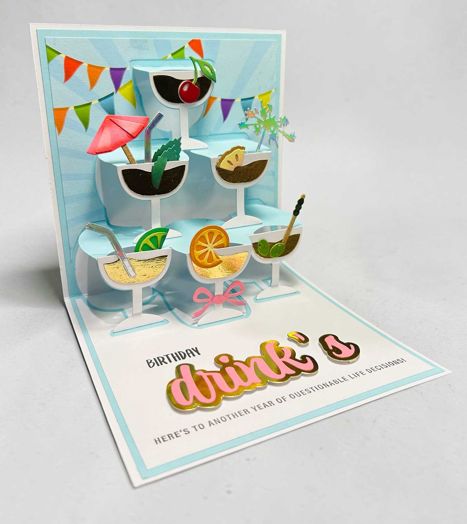 Made to Surprise 6''x 6'' Die Set Raise A Glass | Another Surprise Inside