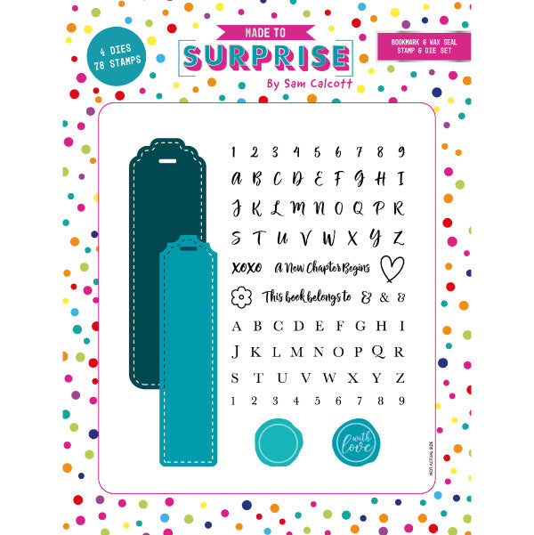 Made To Surprise Die & Clear Stamp Set Bookmark & Wax Seal with Alphabet by Sam Calcott | Set of 82